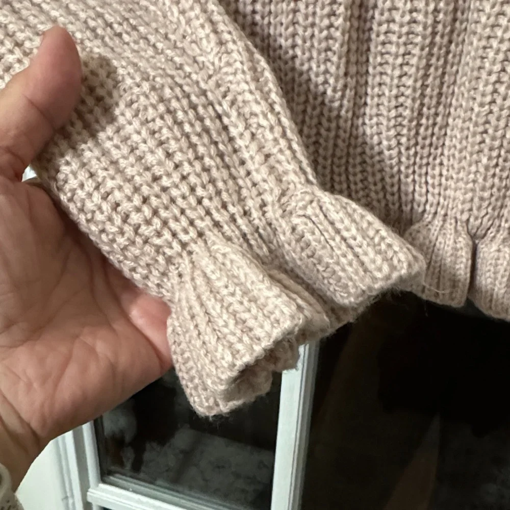 Women's Ruffled Knit Sweater - Pink S/M - Picture 3 of 5